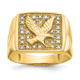 10k & Rhodium .10ct Diamond Mens Eagle Ring